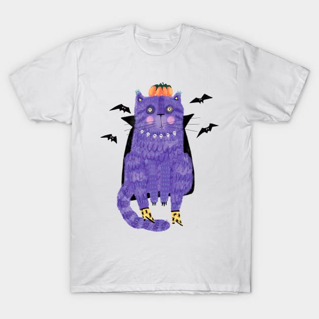 Halloween Cat T-Shirt by YanaStrunina